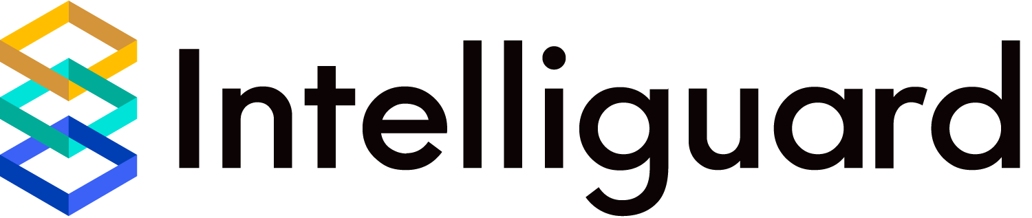 Intelliguard logo with three interlocking squares to the left, Intelliguard in black text