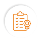 Standards_Icon_Orange Clipboard with check marks and target