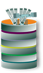 TIERS_Centralized_Repository150 A cylinder with six layers and RFID tags coming inside from the top.
